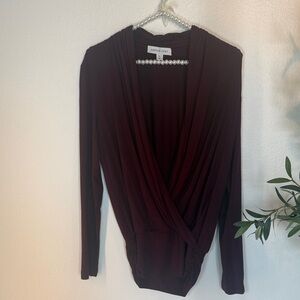 Amour Vert Rich Burgundy Wrap Blouse